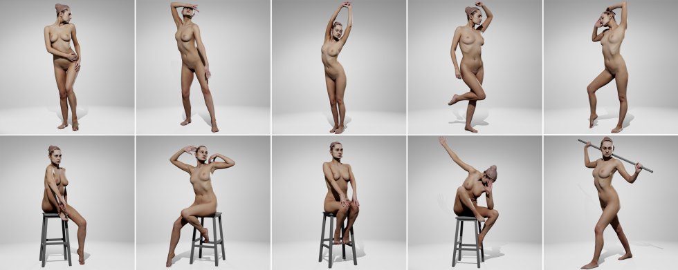 Naked women in different poses