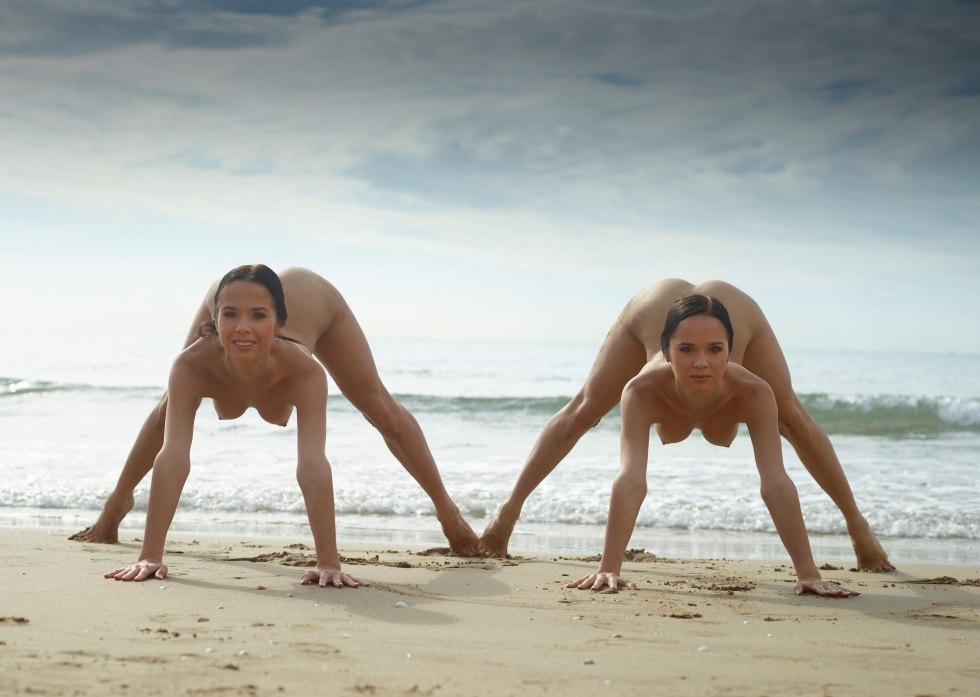 Sandy a Afina model on the beach