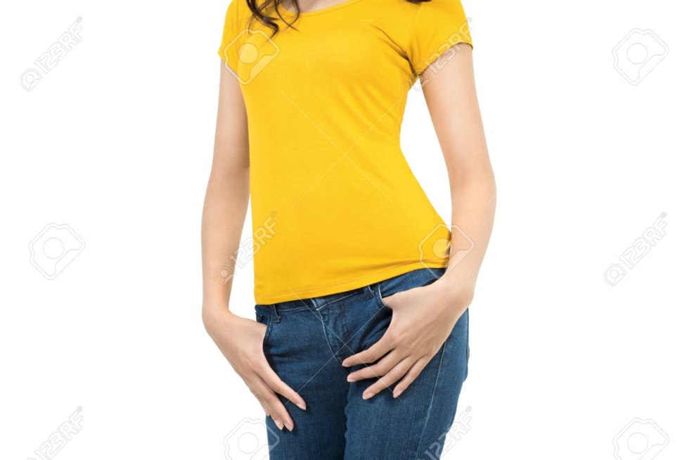 Blue jeans with a yellow T -shirt