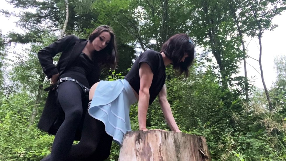 The guy sniffs his legs in pantyhose