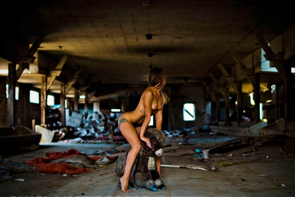 Naked woman on an abandon