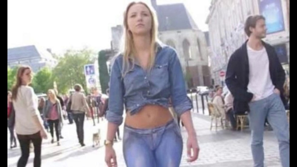 Drawn jeans on the street