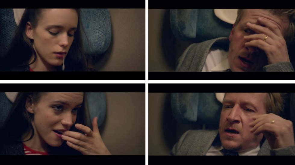 Girls barefoot on the train