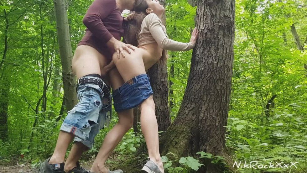 Naked women fuck in the forest