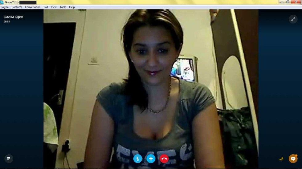 Beautiful in front of a webcam