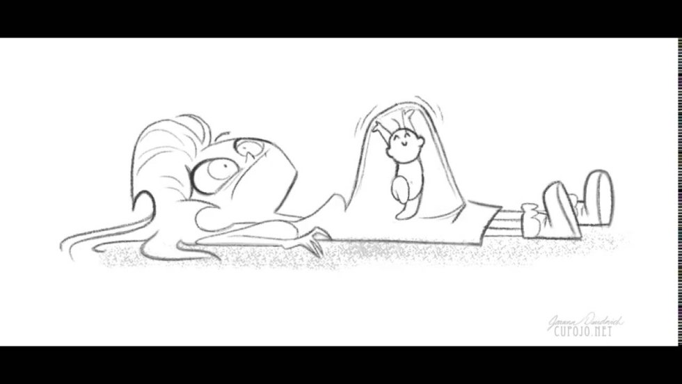 The kid is pushing in the GIF stomach