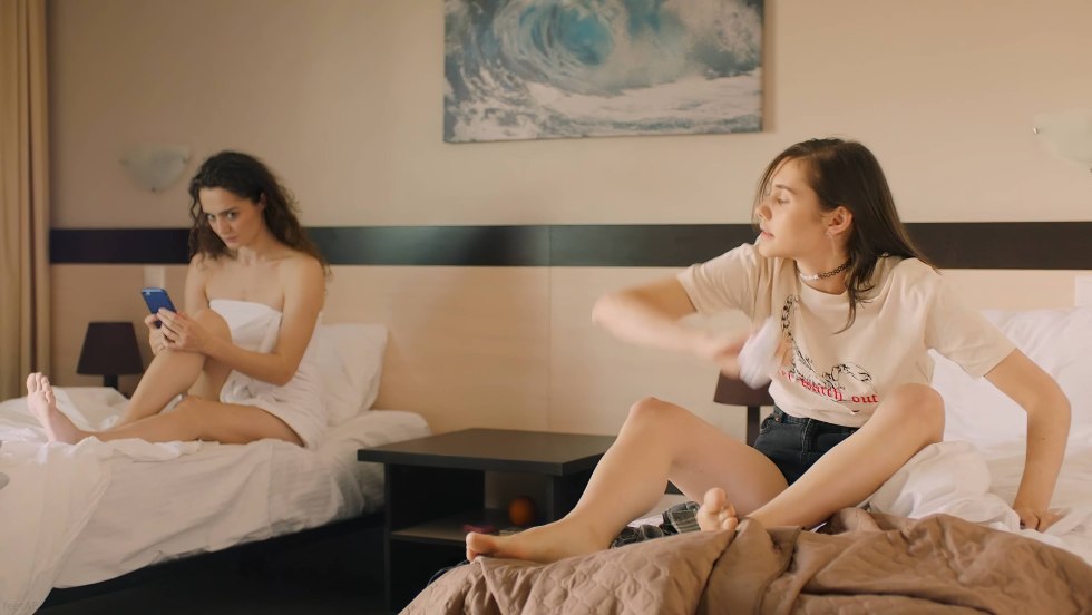 Angelina Poplavskaya on the set