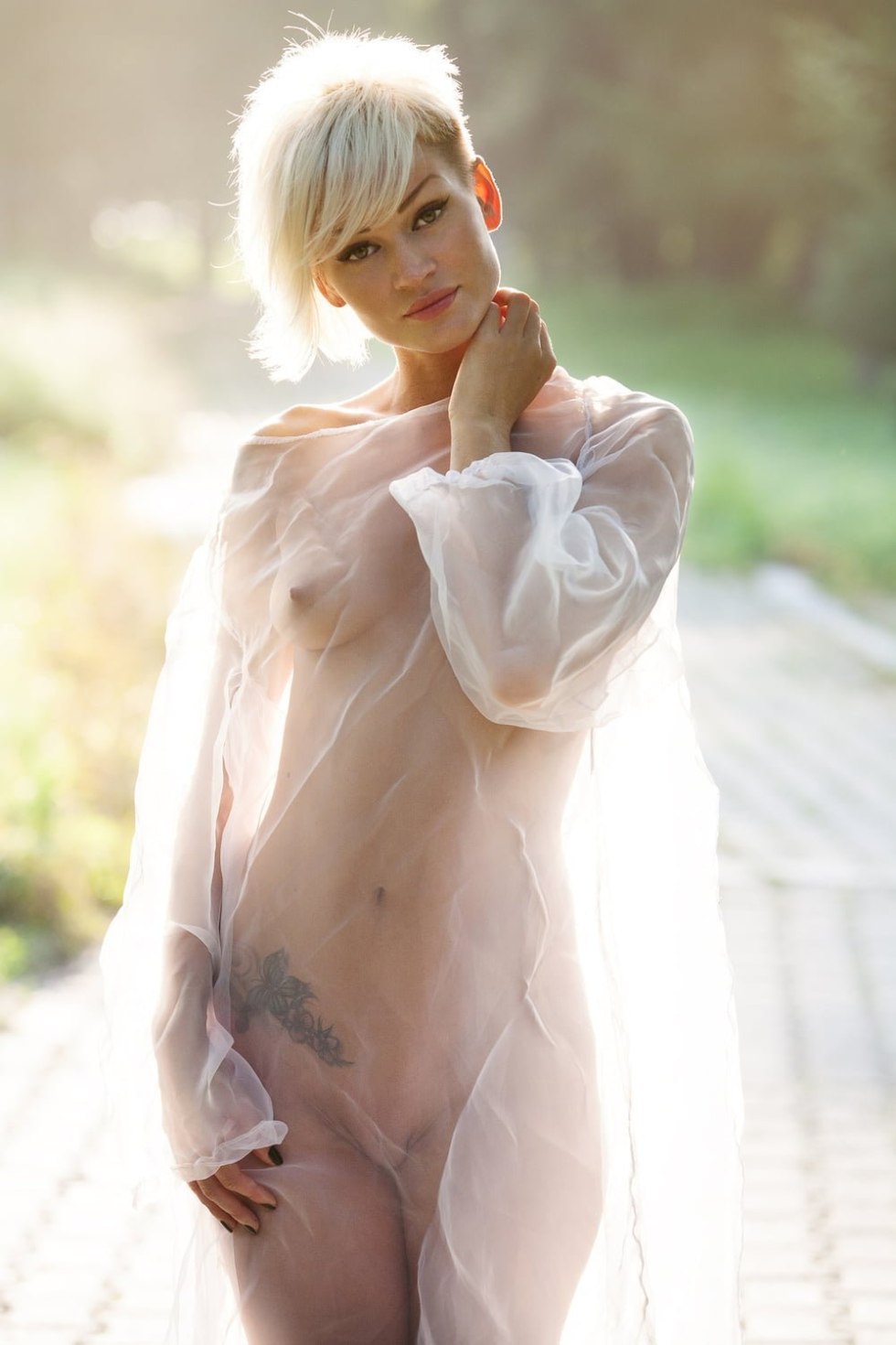 A tight -fitting dress on a naked body