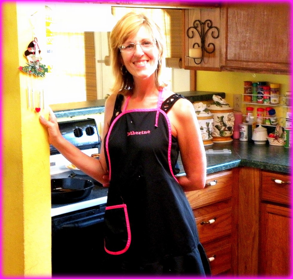 Naked in a apron with big tits
