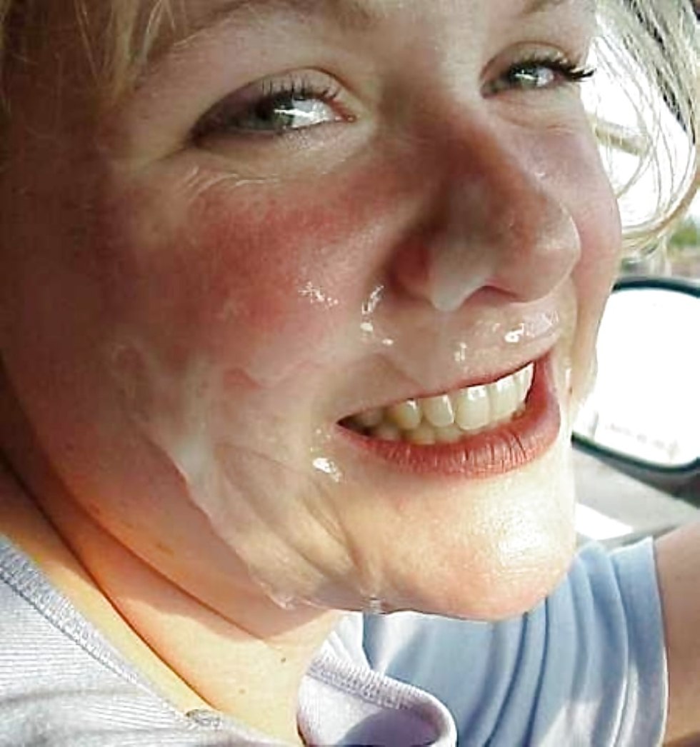 Cumshot on the face in public places