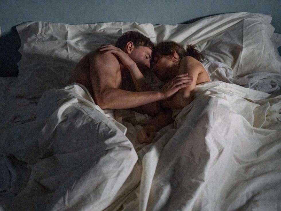 A young girl appears a man