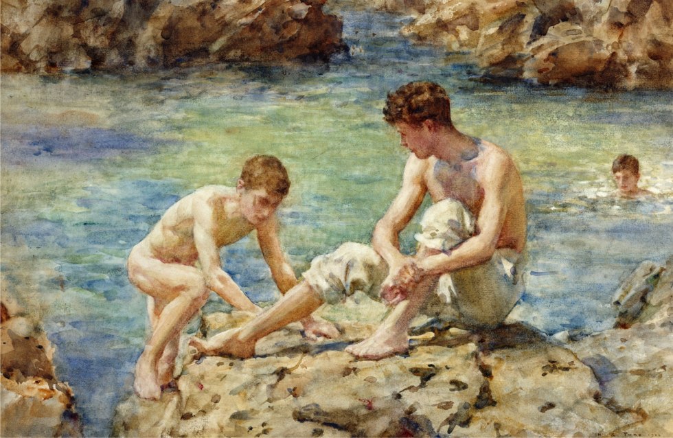 Girls near the stream