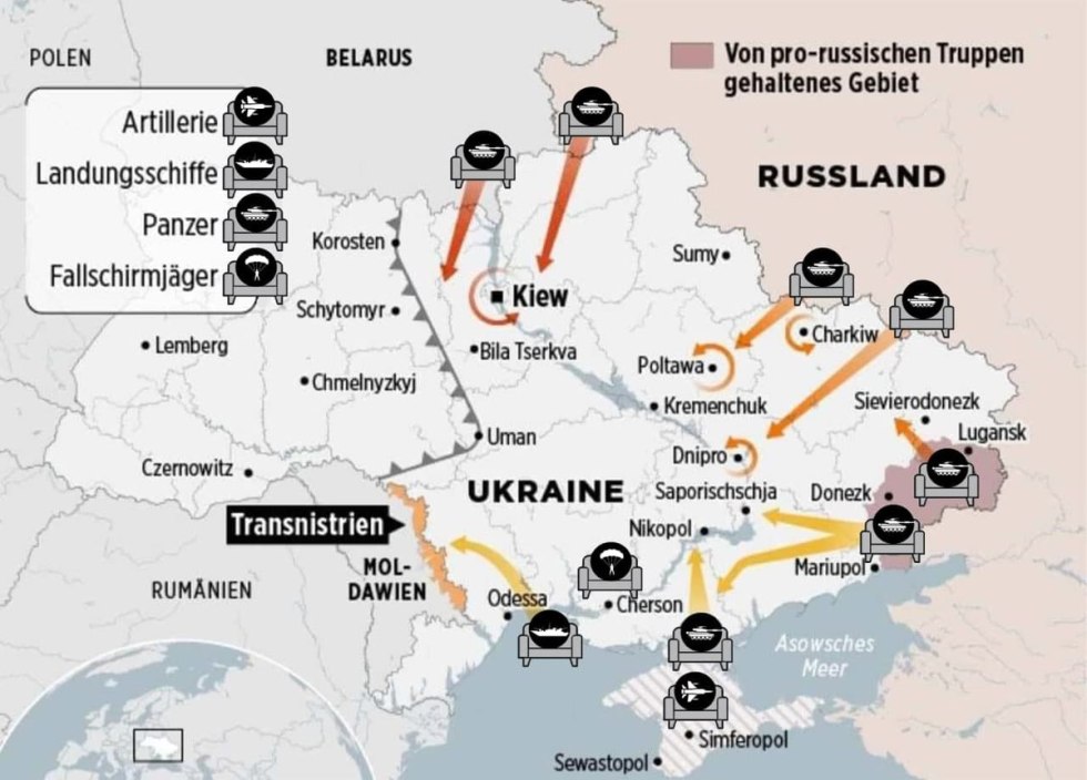 Russian attack plan on Ukraine on the map