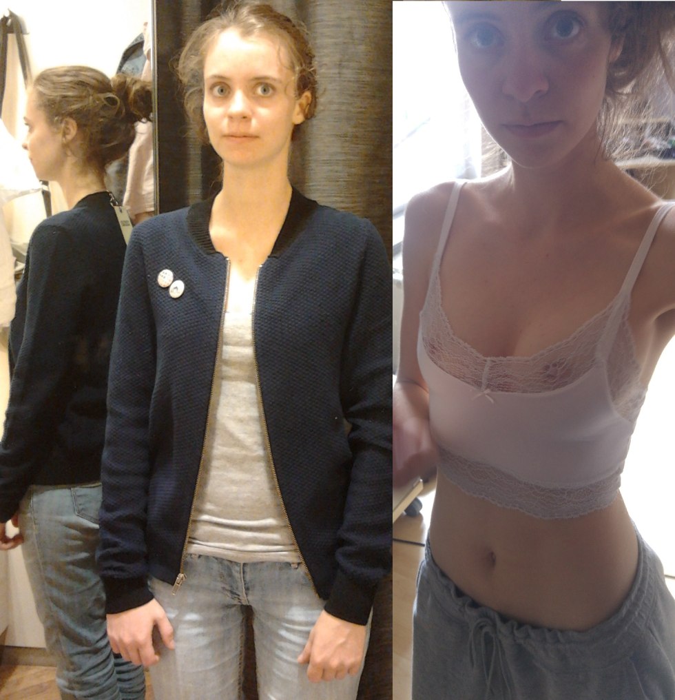 Dress undress with a short hairstyle