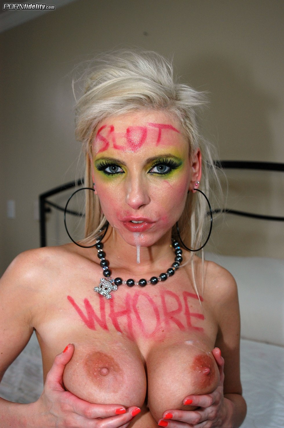 Naked woman with bright makeup