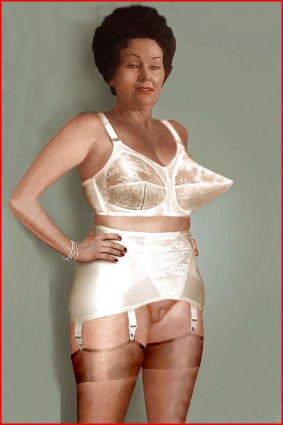 Naked women in stockings retro