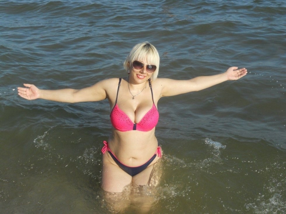 Lonely mothers in a swimsuit