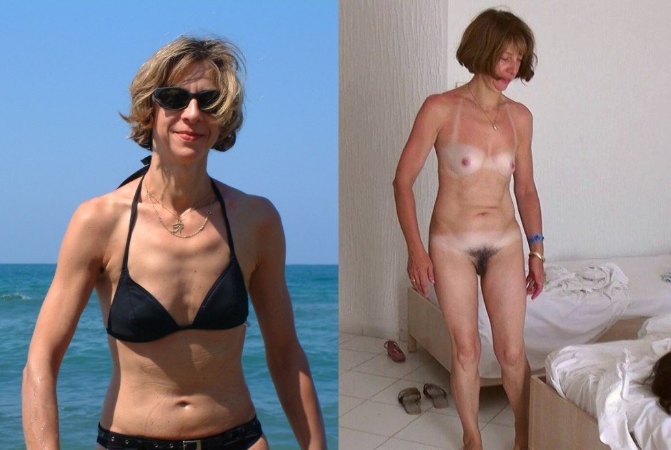 Mature with small breasts Dress undress