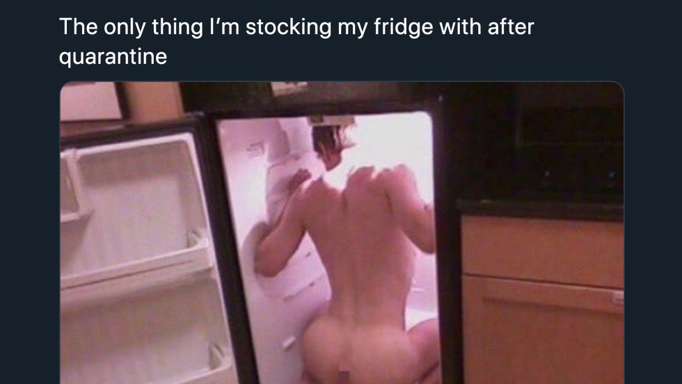 Naked in the kitchen selfie