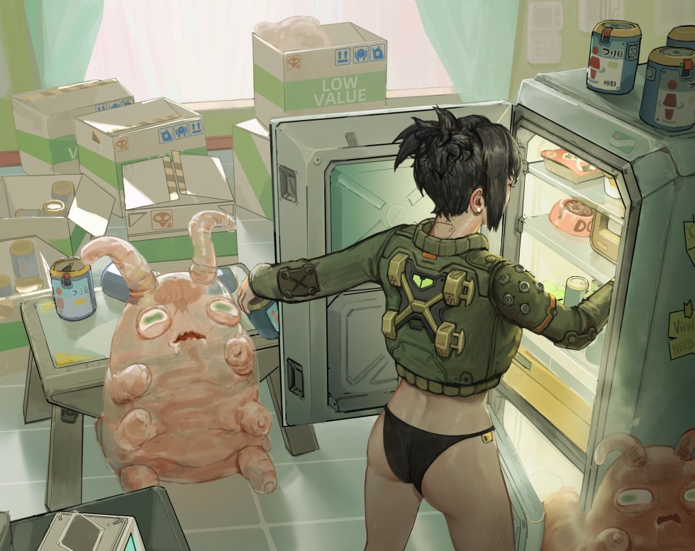 Beautiful naked priest in the kitchen