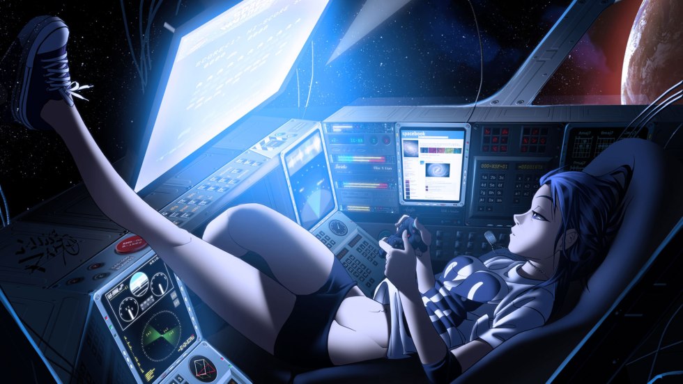 Anime girl on a spaceship