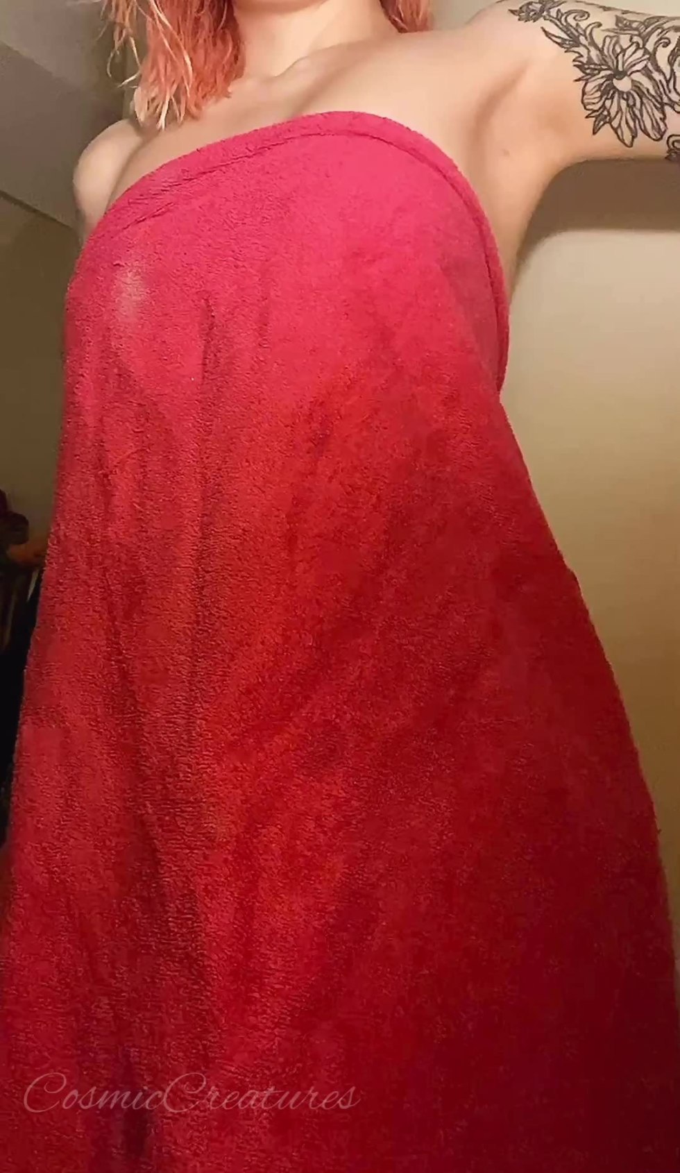 Naked women with a towel on the head