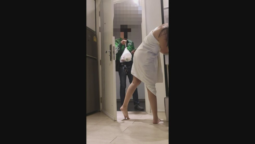 Naked Milf in a GIF towel