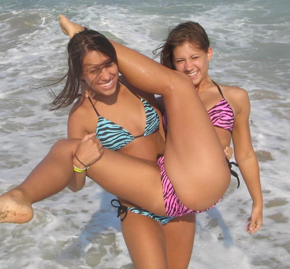 Drunk girl in a swimsuit