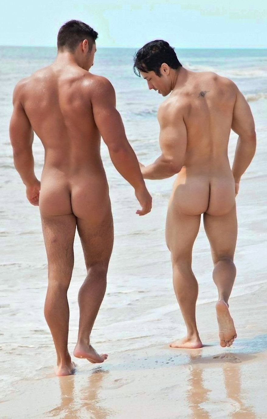 Naked adult man on the beach