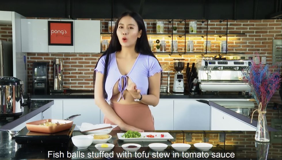 Naked housewife in a apron