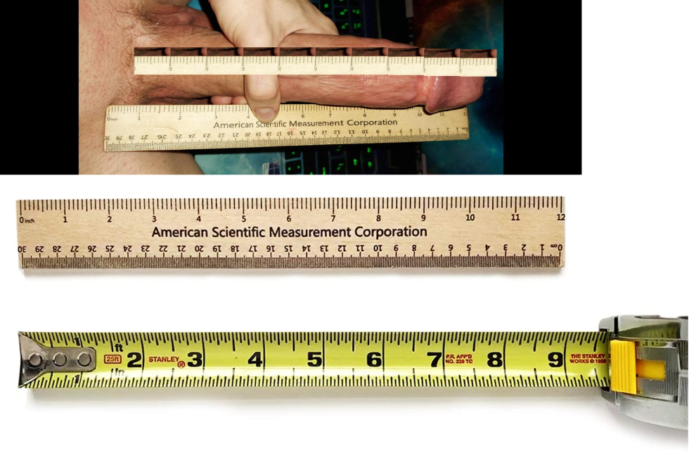 Male penis with a ruler