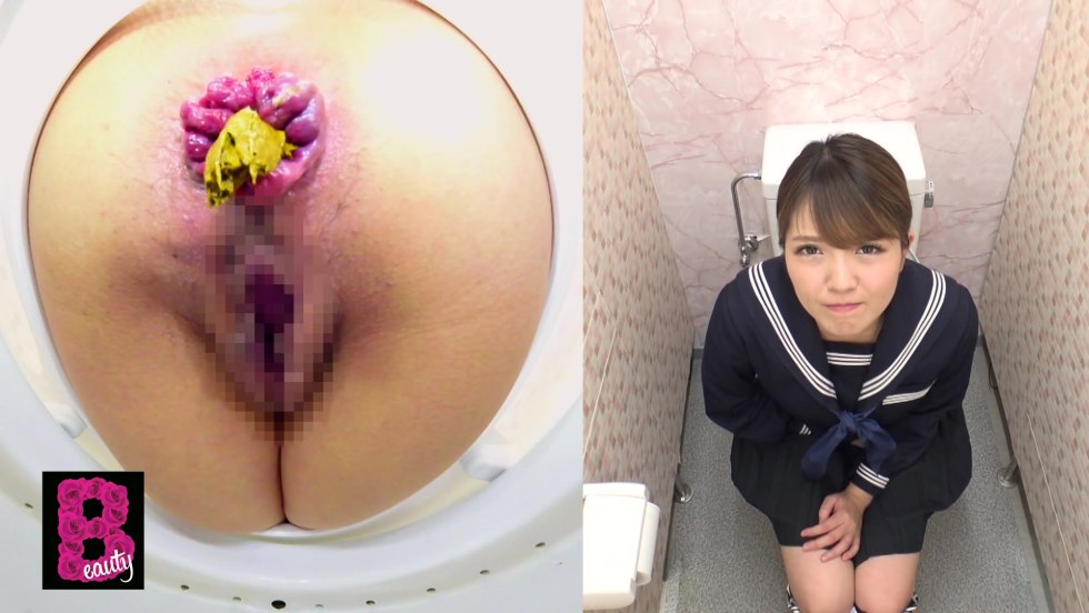 The girl licks the toilet