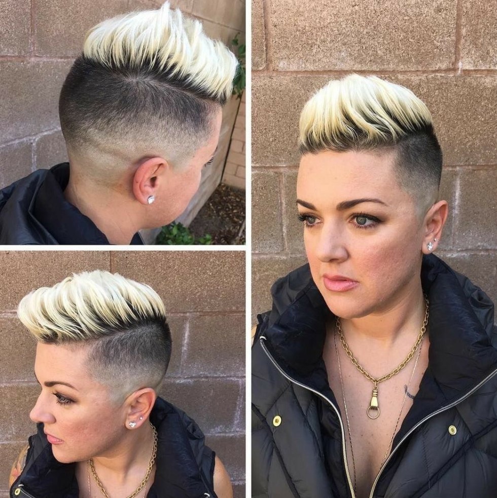 Pixie haircut with shaved temple