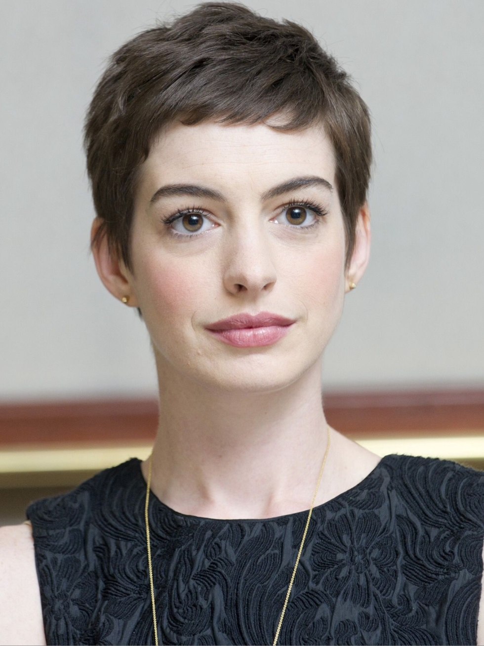 Short hair haircut asymmetric with shaved temples