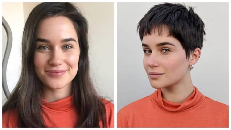 Blonde with a short haircut nude