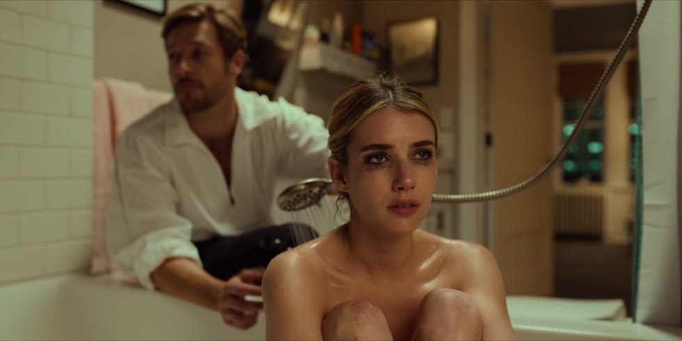 Emma Roberts in the bathroom