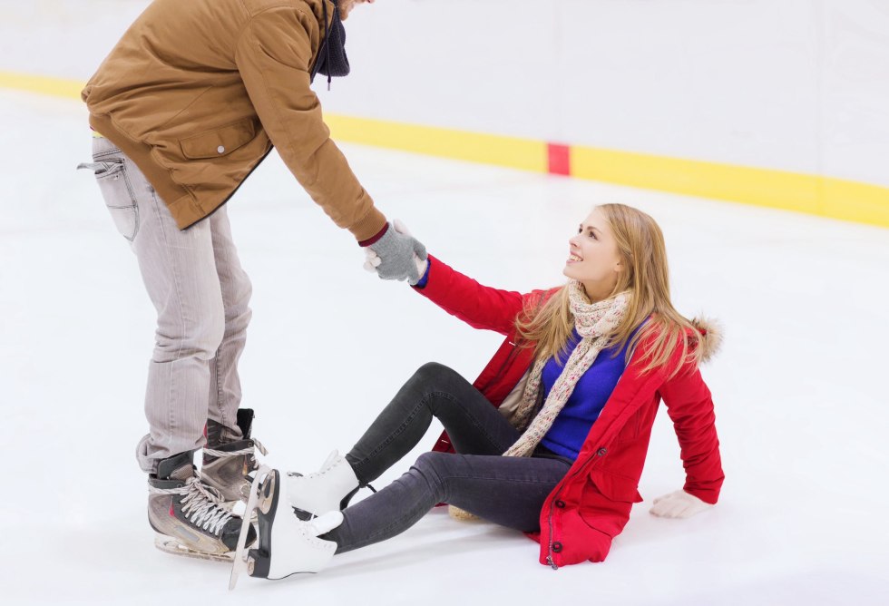 Man and woman on skates
