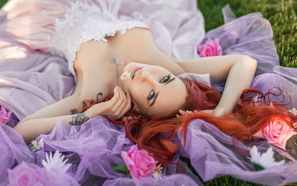 Eva Elfie on the couch photo shoot white hair