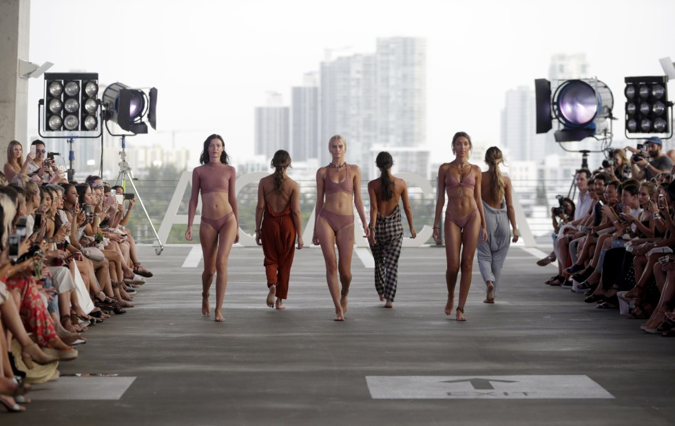 Naked fashion models on the catwalk