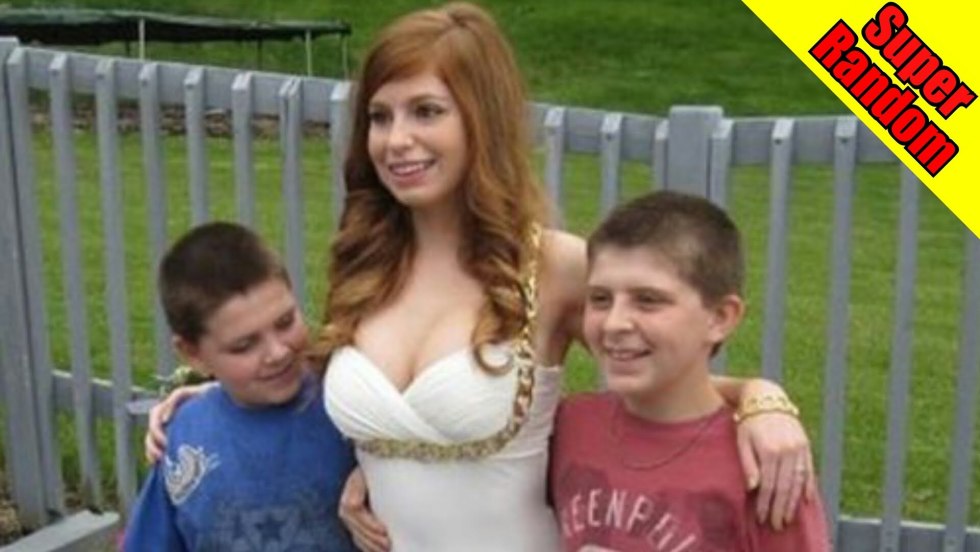 Girl with big breasts with a boy