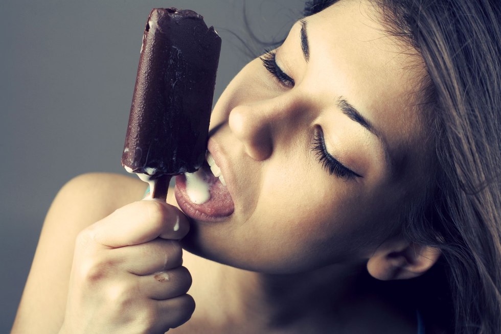 Licking ice cream