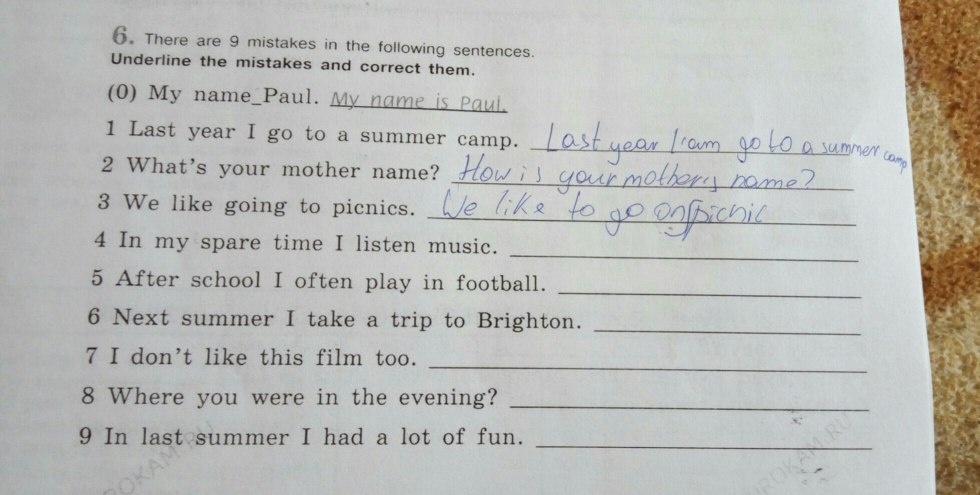 Correct the Mistakes in the Following Sentences