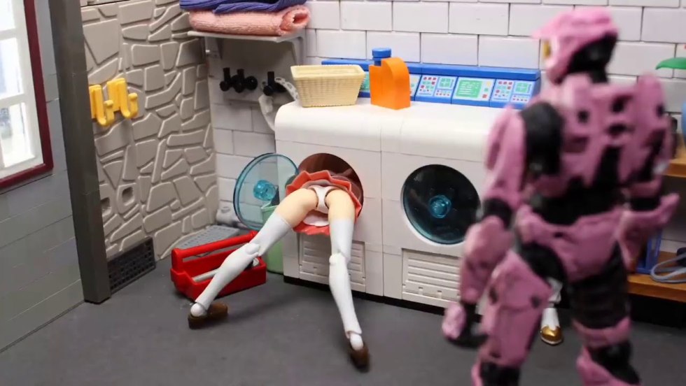 Xxx stuck in a washing machine a half -brother