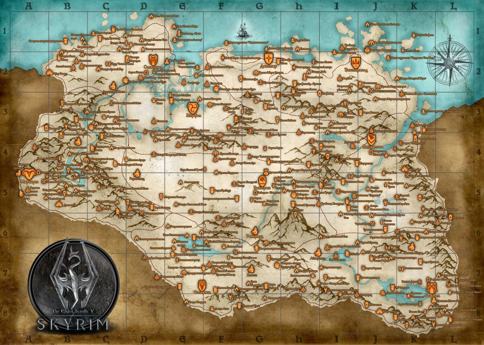 The Elder Scrolls v Skyrim Map Map