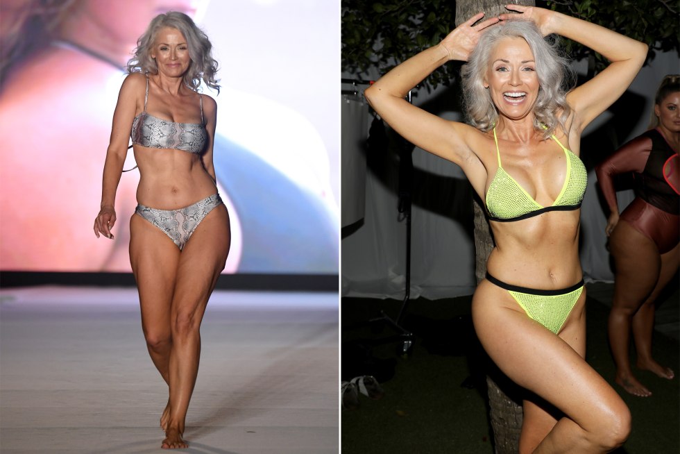 Elderly women in swimsuits