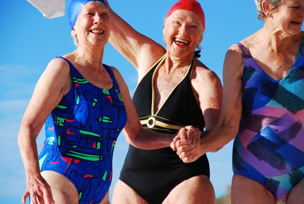 The elderly in swimsuits