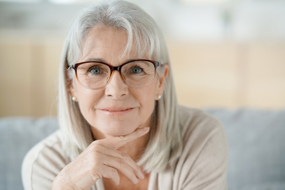 Happy Old Woman with Glasses
