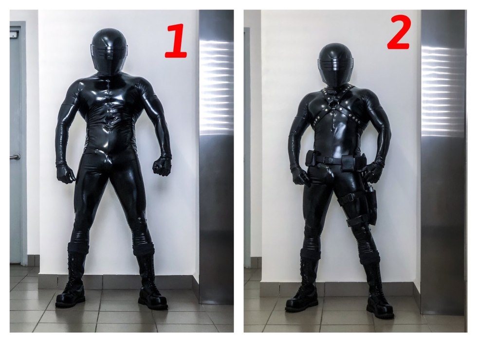 Feyissitting in a latex suit