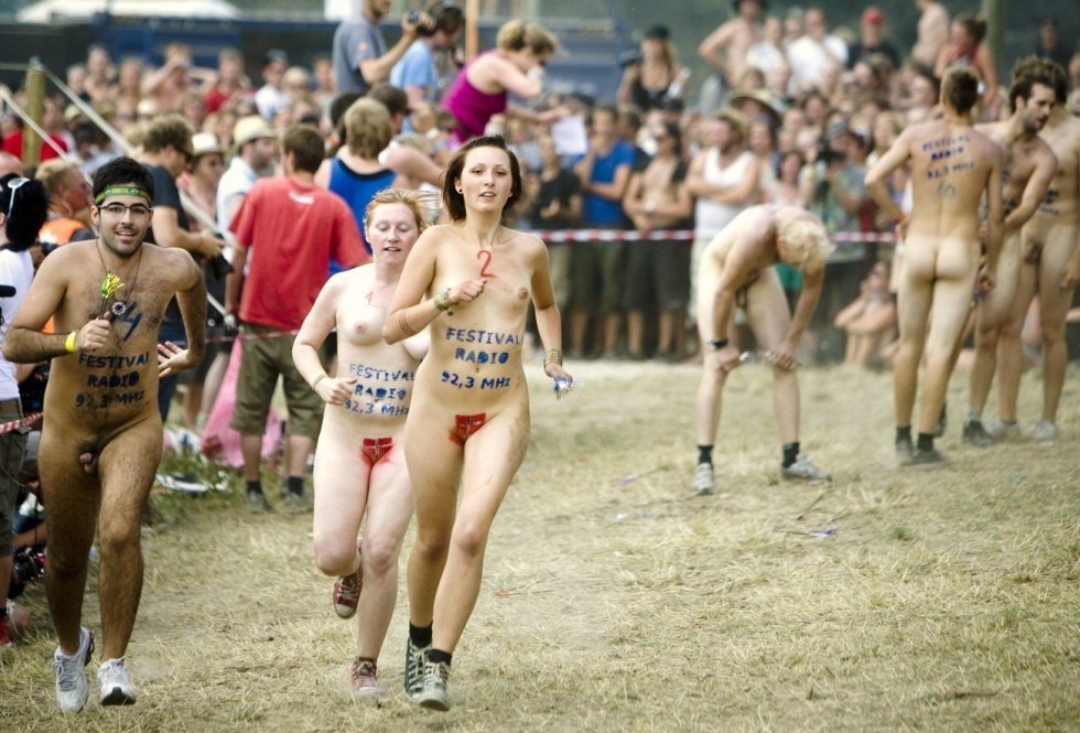 Naked students at the festival