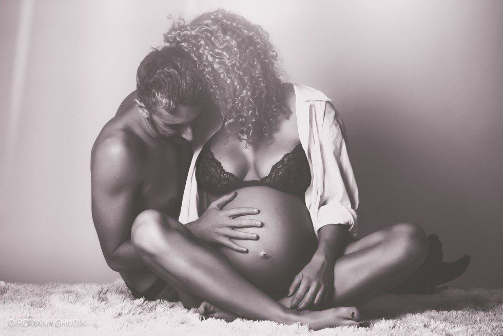 Stylish photo shoot of pregnant women with her husband